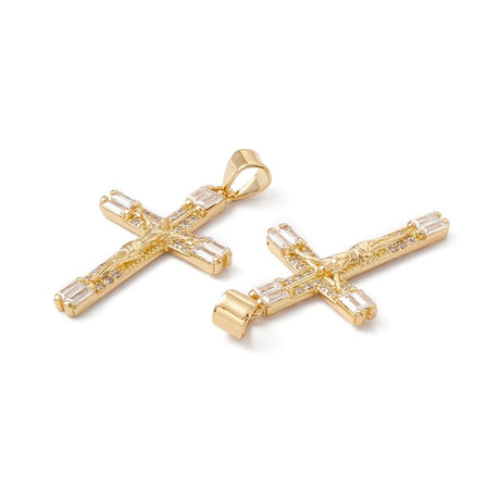 Kors Med Zirkonia Sten, 18K Forgyldt, 28x18 mm - Uniq Perler - 113756