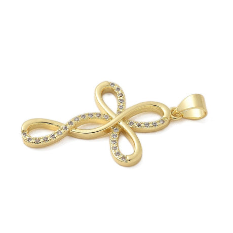 Kors Med Zirkonia Sten, 18K Langtidsholdbar Forgyldt, 19x30mm - Uniq Perler - 437847