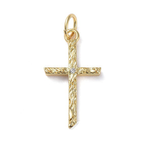 Cross With Zirconia Stones and beautiful pattern, size 20x11 mm - Uniq Perler - 213846