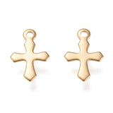 Kors Vedhæng, Forgyldt Stål, 9x5,5mm, (10 stk.) - Uniq Perler - 112003