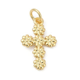 Kors Vedhæng Med Blomster, 18K Langtidsholdbar Forgyldt, 11x17mm - Uniq Perler - 114820