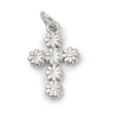 Kors Vedhæng Med Blomster, Langtidsholdbar Platin Belagt, 11x17mm - Uniq Perler - 114819