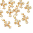 Kors Vedhæng Med Zirkonia – 18K Forgyldt Messing (13x9x4mm) - Uniq Perler - 120549
