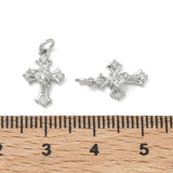 Kors Vedhæng Med Zirkonia – Platinbelagt Messing, Klar (13x9x4mm) - Uniq Perler - 120550