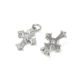 Kors Vedhæng Med Zirkonia – Platinbelagt Messing, Klar (13x9x4mm) - Uniq Perler - 120550