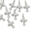 Kors Vedhæng Med Zirkonia – Platinbelagt Messing, Klar (13x9x4mm) - Uniq Perler - 120550