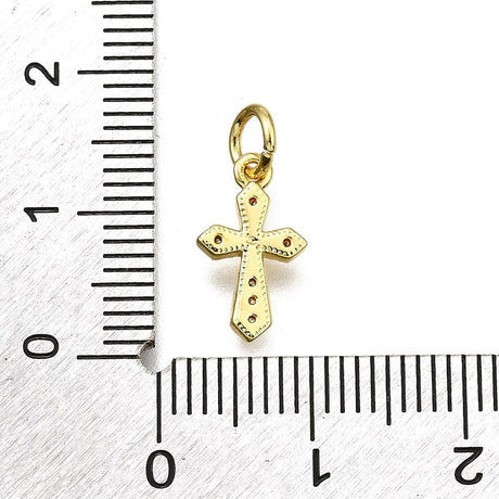 Kors Vedhæng Med Zirkonia Sten, Langtidsholdbar Forgyldt, 13x7,5 mm - Uniq Perler - 114593