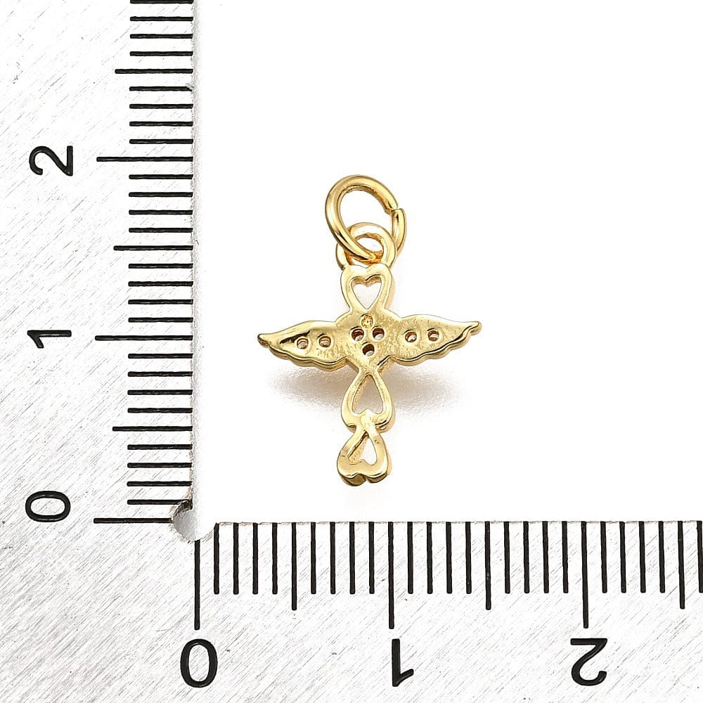 Kors Vedhæng Med Zirkonia Sten, Langtidsholdbar Forgyldt, (14x12mm) - Uniq Perler - 341957