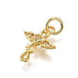 Kors Vedhæng Med Zirkonia Sten, Langtidsholdbar Forgyldt, (14x12mm) - Uniq Perler - 341957