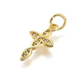 Kors Vedhæng Med Zirkonia Sten, Langtidsholdbar Forgyldt, 16x9,5mm - Uniq Perler - 021972