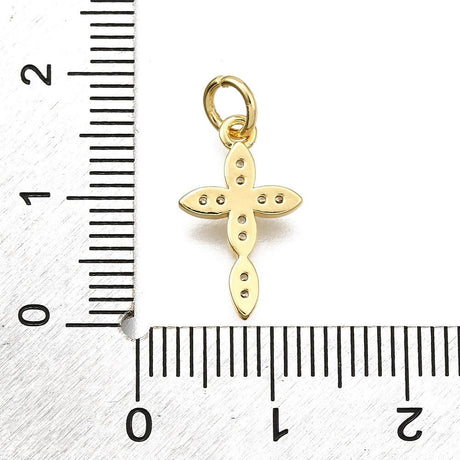 Kors Vedhæng Med Zirkonia Sten, Langtidsholdbar Forgyldt, 16x9,5mm - Uniq Perler - 021972