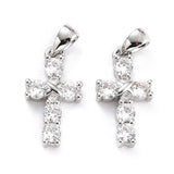 Kors Vedhæng Med Zirkonia Sten, Langtidsholdbar Platin Belagt, 16x9mm - Uniq Perler - 717708