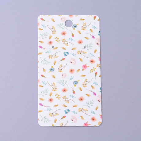 Kort Display Til Øreringe - Hvid, Blomstret (9x5cm), 100 stk - Uniq Perler - 115828