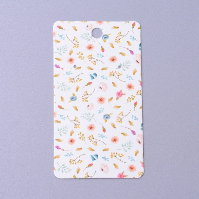 Kort Display Til Øreringe - Hvid, Blomstret (9x5cm), 100 stk - Uniq Perler - 115828