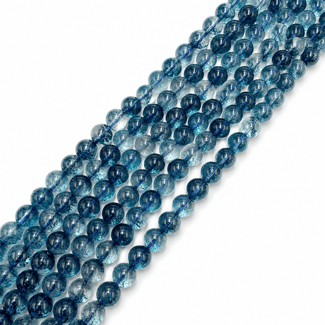 Krakelerede Kvarts Perler – Blå, Runde (10mm) - Uniq Perler - 123883