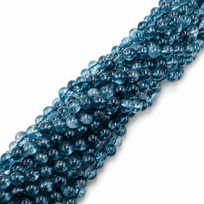 Krakelerede Kvarts Perler – Blå, Runde (10mm) - Uniq Perler - 123883