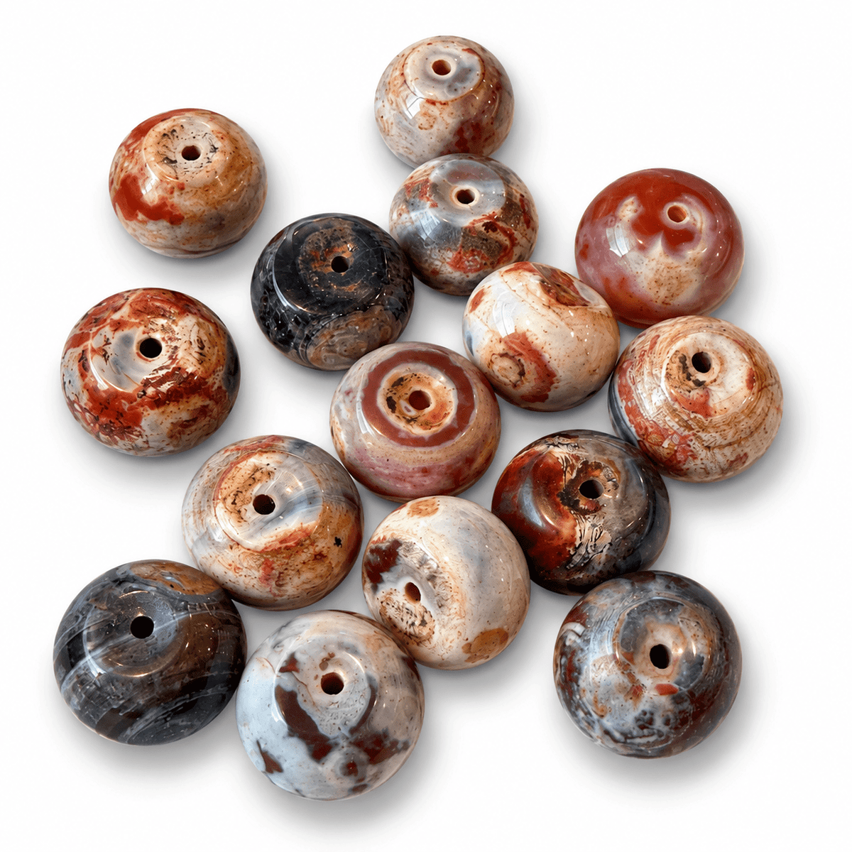 Krakeleret Agat Perle – Rondel (14-15x9-10,5mm) 1 stk. - Uniq Perler - 125688