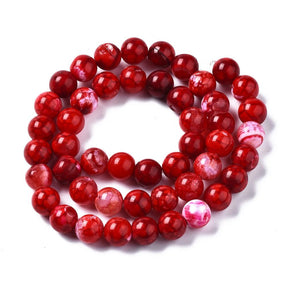 Krackelerade Agat Pärlor – Runda Röda (8 - 8,5mm) - Uniq Perler - 