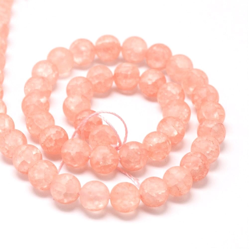 Krakeleret Kvarts, Frostet Orange, (8mm) - Uniq Perler - 114578