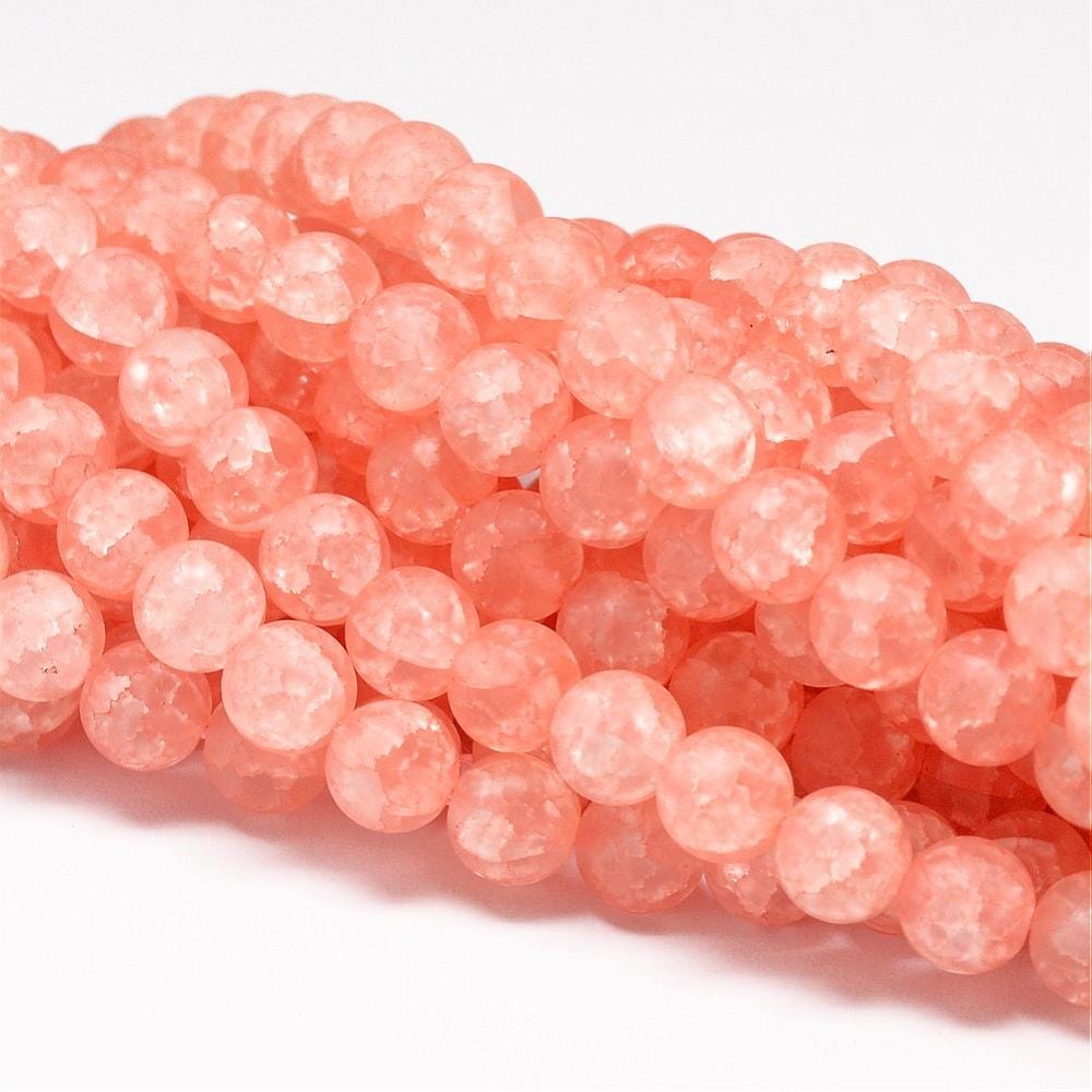 Krakeleret Kvarts, Frostet Orange, (8mm) - Uniq Perler - 114578