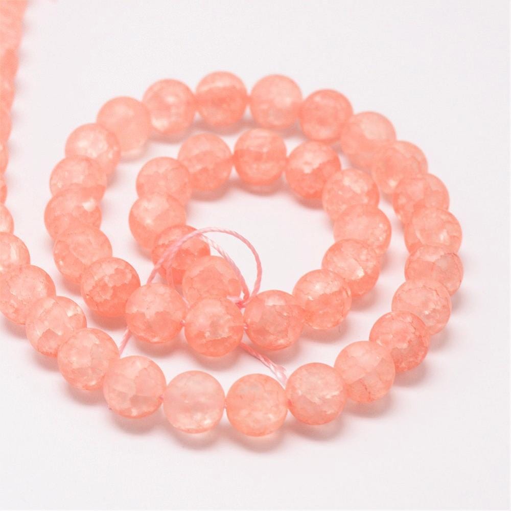 Krakeleret Kvarts, Frostet Orange, (8mm) - Uniq Perler - 114578