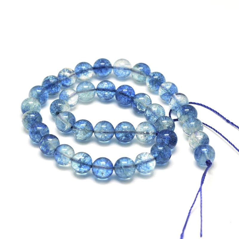 Krakeleret Kvartsperler – Farvet Blå (6mm) - Uniq Perler - 115775