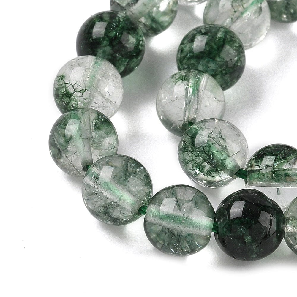 Krakeleret Kvartsperler – Farvet Grøn (8mm) - Uniq Perler - 115773