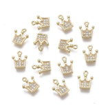 Krone Vedhæng Med Zirkonia – 18K Forgyldt Messing (9,5x8x2mm) 2 stk. - Uniq Perler - 121506
