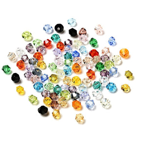 Kristall-Glasperlen, Farb-Mix, Bicone, 3x3mm, Grade AAA,(100 Stück) - Uniq Perler - 0001489235