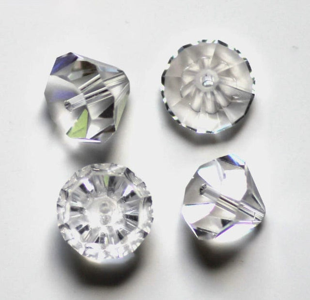 Krystal Perle - Kegleformet, Klar, Facetteret (10x7,8mm) 10 Stk - Uniq Perler - 113488