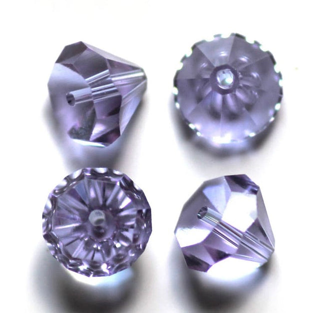 Krystal Perle - Kegleformet, Lilla, Facetteret (10x7,8mm) 10 Stk - Uniq Perler - 113489