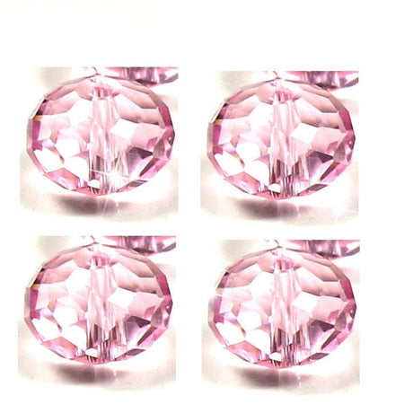 Krystal Perle - Rosa, Facetteret (7x10mm), 10 Stk - Uniq Perler - 113758