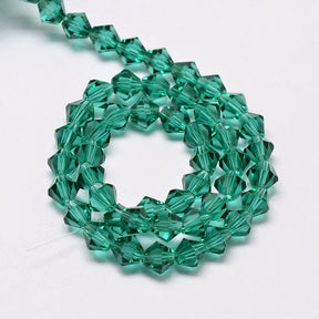 Crystal Beads, Austrian Crystal, Blue/Green, Bicones, (3x3 - 3.5mm) - Uniq Perler - 0000014023