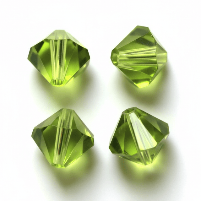 Krystal Perler – Austrian Crystal, Grøn, Bicone, Grade AAA (3x3mm, 10 Stk) - Uniq Perler - 128264
