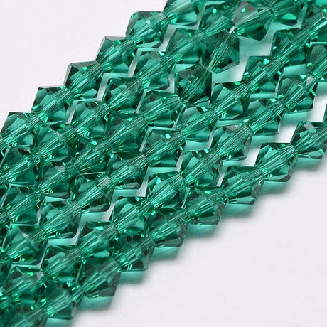 Krystal Perler, Austrian Crystal, Grøn, Bicones, Grade AA, (3x3mm) - Uniq Perler - 797284