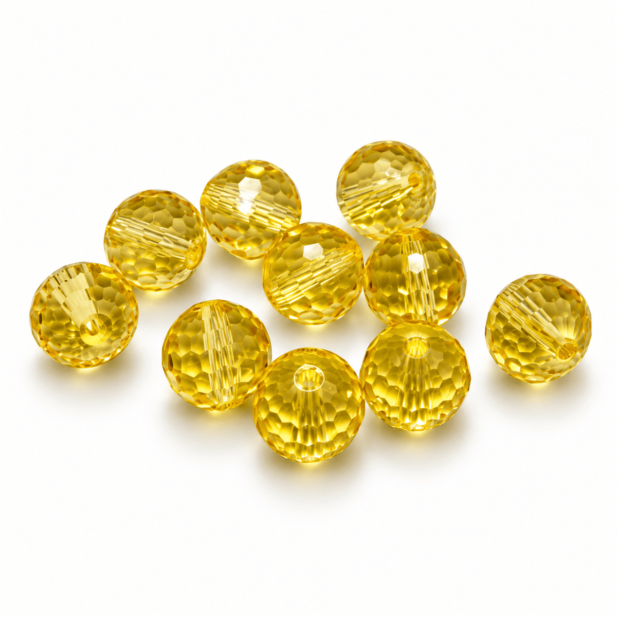 Krystal Perler – Austrian Crystal, Gul, Facetterede (10mm) Grade AAA (10 stk) - Uniq Perler - 119029
