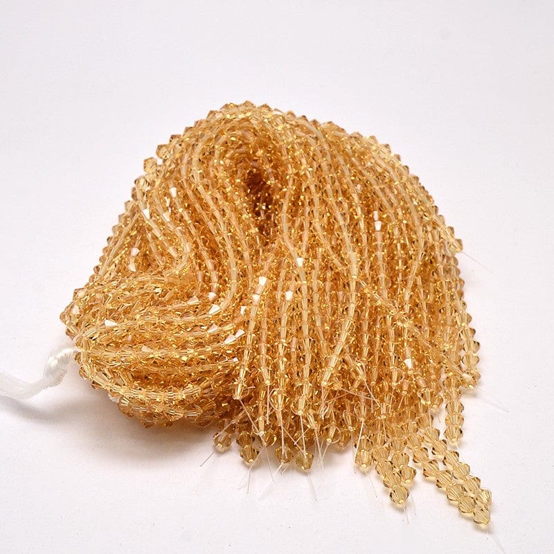 Krystal Perler, Austrian Crystal, Gylden, Bicones, Grade AA,(3x3mm) - Uniq Perler - 112949