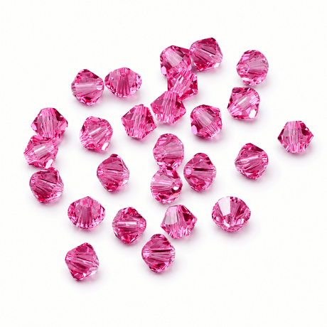 Krystal Perler – Austrian Crystal, Pink, Bicone (4mm) 10 stk - Uniq Perler - 0000003140