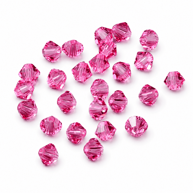 Krystal Perler – Austrian Crystal, Pink, Bicone (4mm) 10 stk - Uniq Perler - 0000003140