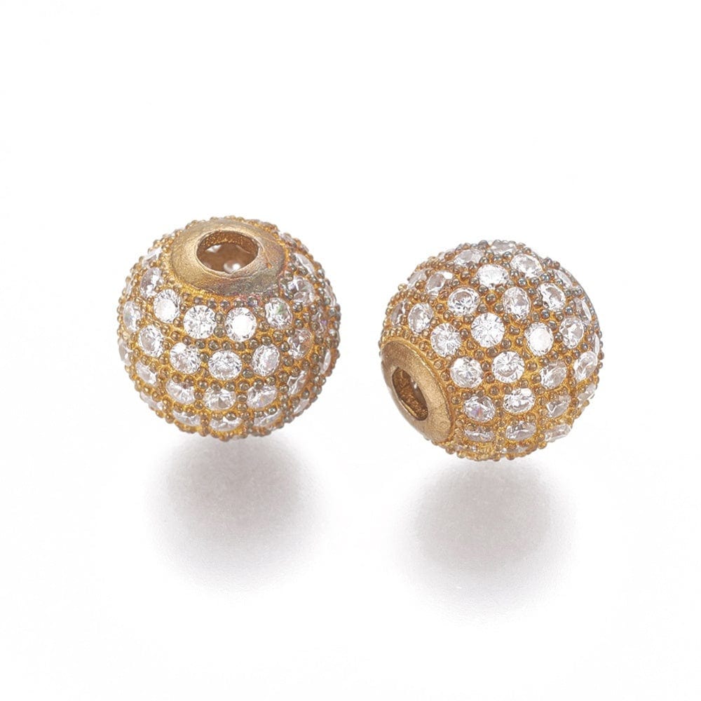 Kubisk Zirkonia Perle, Antik Forgyldt, 10mm - Uniq Perler - 199297745671921713864844