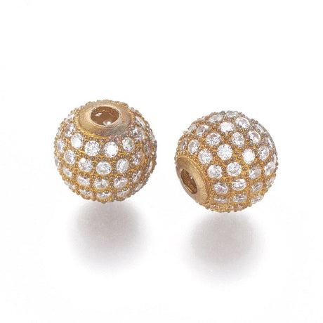 Kubisk Zirkonia Perle, Antik Forgyldt, 10mm - Uniq Perler - 199297745671921713864844