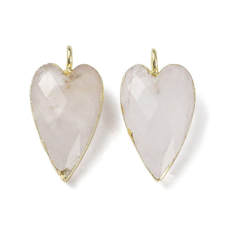 Kvarts Hjerte Vedhæng – Forgyldt Kant (13x22,5mm) - Uniq Perler - 115889