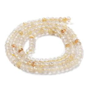 Quartz Crystal, Rutilated, 3x2mm - Uniq Perler - 113038