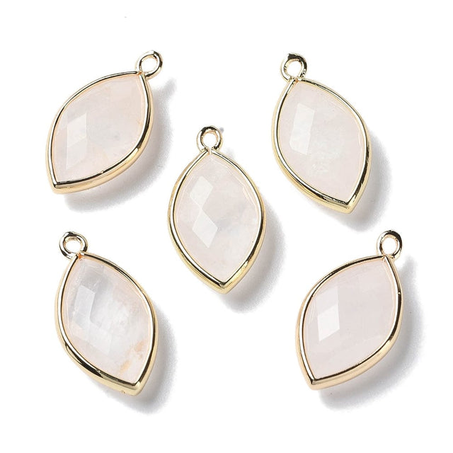 Kvarts Krystal Vedhæng, Forgyldt, 22x12mm - Uniq Perler - 114569