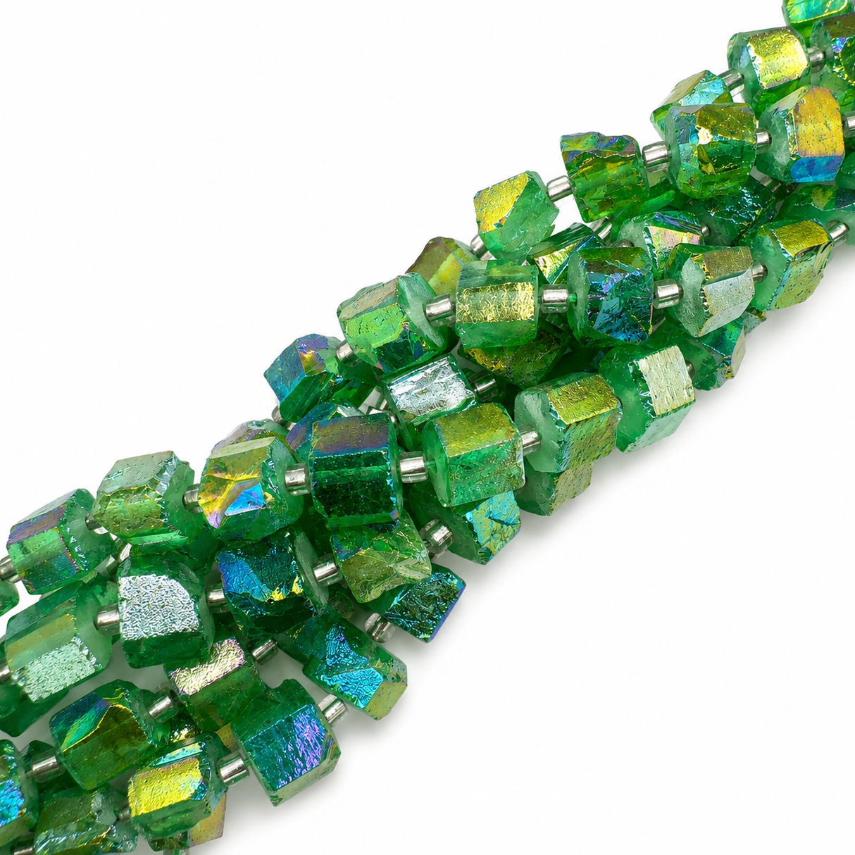 Kvarts Nuggets, Lys Grøn, (8-14mm) - Uniq Perler - 112442