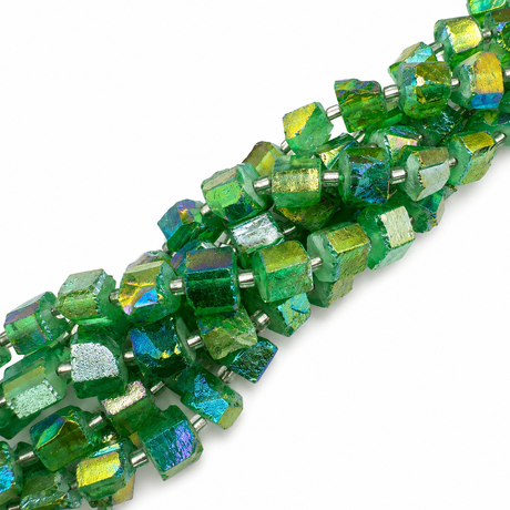Kvarts Nuggets, Lys Grøn, (8-14mm) - Uniq Perler - 112442