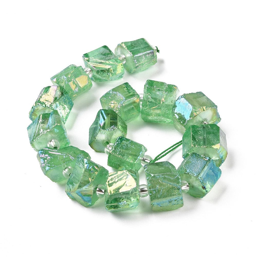 Kvarts Nuggets, Lys Grøn, (8 - 14mm) - Uniq Perler - 112442