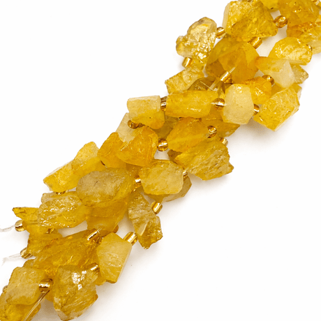 Kvarts Perler – Farvet Gul, Rå Nuggets (8~18x9~15x8~11mm) - Uniq Perler - 120056