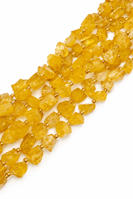 Kvarts Perler – Farvet Gul, Rå Nuggets (8~18x9~15x8~11mm) - Uniq Perler - 120056