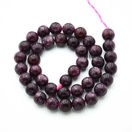 Kvarts Perler Imiteret Granit – Violet Rød, Runde (10mm) - Uniq Perler - 